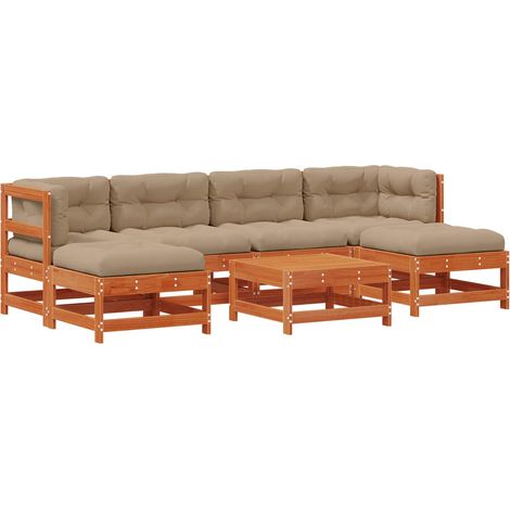 Garten-Lounge-Set 7 pcs Wachsbraun Massives Kiefernholz vidaXL