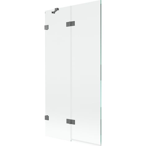 Mexen Lunar paravento da vasca da bagno a 2 ante sinistro 90 x 150 cm, trasparente, gun metal - 897-090-100-95-00-L (1/5)