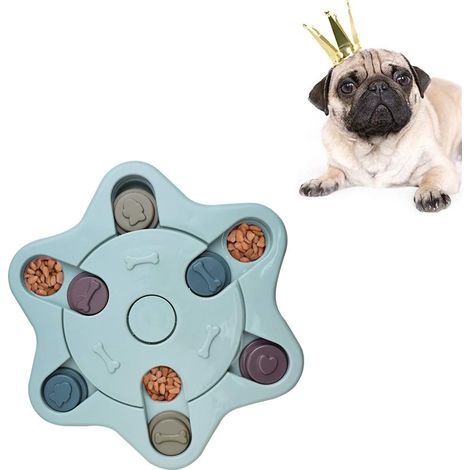 MINKUROW Hundepuzzle, Hundefutterspender, langlebiges interaktives Hundespielzeug, Qi-Trainingsspielzeug für Welpen (Blau) (1/5)