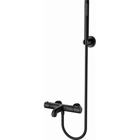 Aloni Wannenarmatur mit Thermostat und Handbrause schwarz matt (1/2)