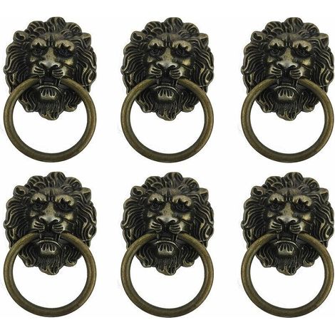 6 Pièces Poignée Bouton Meuble, Meuble Ancien Lion Tirez Main Dans, Bouton de Poignée Rétro, Convient Aux Poignées de Meubles, Pratique et économique,T-Audace-Karteo (1/4)