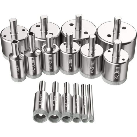 Tin Tinker and Tirpan 16-teiliges Diamant-Lochsägen-Set, 6–50 mm, Glasbohrwerkzeuge, Sägen-Set zum Bohren von Kohlenstoffstahl, Glas, Keramik, Porzellan, Fliesen, Marmor (1/5)