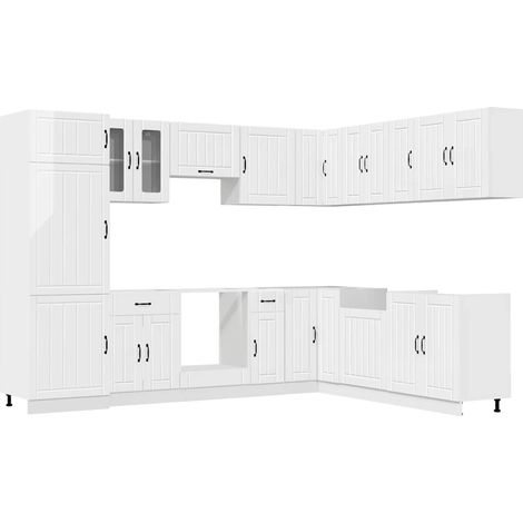 vidaXL Mueble cocina Lucca blanco brillo 14 pzas madera contrachapada (1/2)