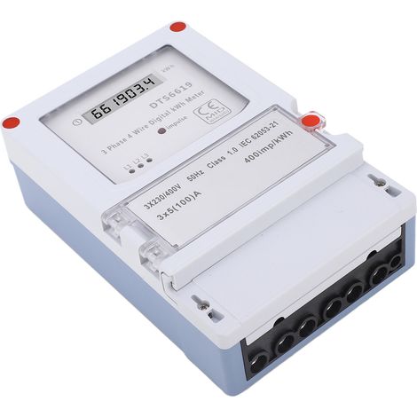 Dreiphasen-LCD-Stromzähler (kWh), Digital-Wattmeter für Zuhause, Energieverbrauchsmonitor, Wandmontage, 3x230/400V (1/5)