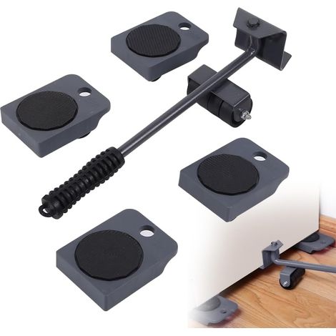 Elevador de muebles resistente con 4 almohadillas móviles, juego de ruedas giratorias de 360° para sofás, sillones y refrigeradores, capacidad de 150 kg, gris