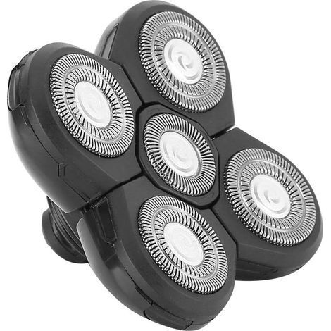 Remplacement de Rasoir à 5 Têtes, électrique Universel Pour Barbe Tête Rechange Compatible USB Rotatif Sans Fil Étanche Tondeuse Cheveux Crâne Homme Professionnel Rotatifs Rasoirs Têtes Rotatives (1/5)