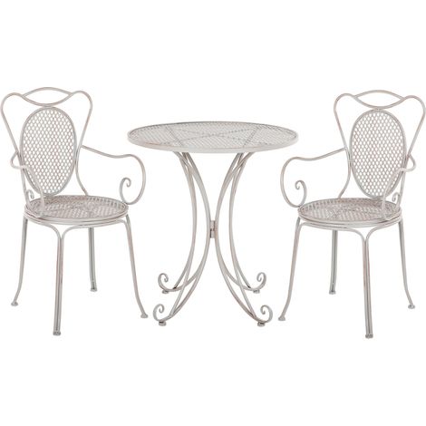 Conjunto de balcón gris con mesa y 2 sillas estilo chic francés Cilento