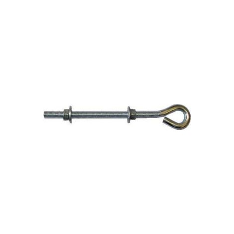 One Stop DIY Lot de 2 boulons à œil en acier non soudés avec 2 écrous et 2 rondelles 250 mm