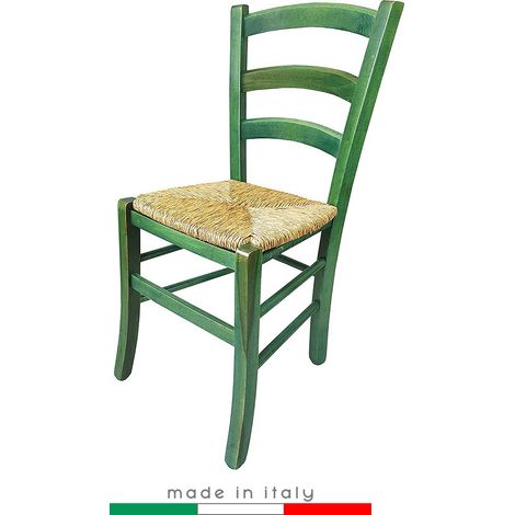 Sedia Venezia Color Verde legno colorata terrazza giardino bar ristorante agriturismo albergo rustica paglia esterno (1/3)