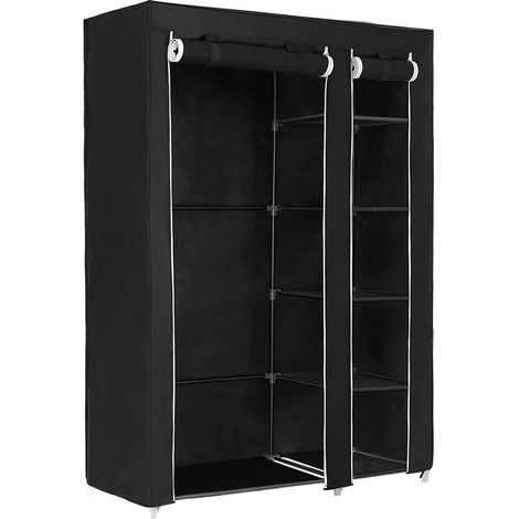 SONGMICS XL LSF007 - Guardaroba in Tessuto, Pieghevole, da Campeggio, 175 x 110 x 45 cm, Colore: Nero (1/5)