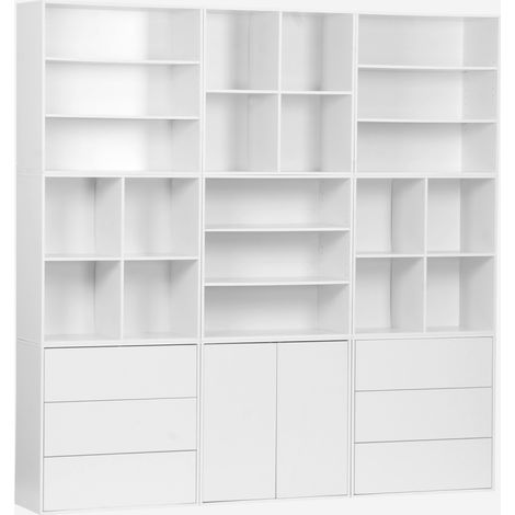 Libreria modulare decorativa in legno con 9 elementi