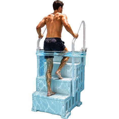 Escalera para piscina VEVOR, 4 peldaños, 400 lbs, para piscinas de 48 a 54 pulgadas, peldaños antideslizantes, blanca, 4 peldaños (1/2)