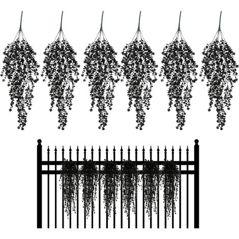 Suspendues Noires Artificielles 6 Pièces Ornements Réalistes Résistants Aux Guirlande De Vigne Automne Halloween Décoration Murale pour Mariage Cuisine Balcon Porche Jardin (1/5)