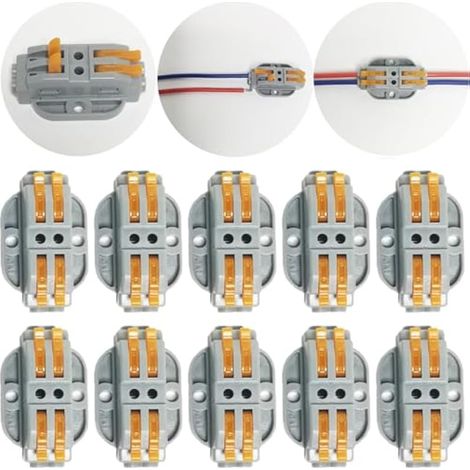 10 pcs SPL-2 Connecteur Electrique Connecteur de Fils à Ecrou à levier, Design Compact avec Vis de Fixation (1/5)