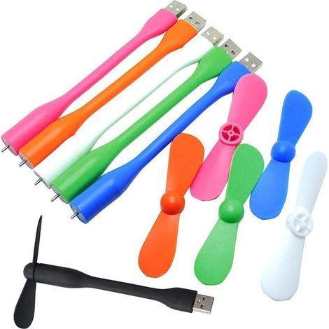 Set of 6 mini portable and flexible USB fans for computers, PCs, laptops and power banks - AquaForge (1/5)