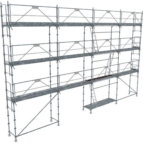 Echafaudage fixe de façade 104m² - Plancher Acier - Structure Acier - Garde-corps Monoblocs - R200GCM-104-SPP/A (1/5)