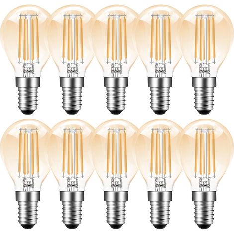Lampadina LED dimmerabile E14, lampadina Edison vintage E14 4W G45 P45, bianco caldo 2700K, 350lm, lampadina a filamento LED E14, sostituzione lampadina a incandescenza 35W, dimmerabile, ambra, 10 uni (1/5)