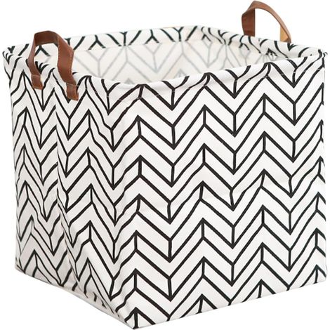 Panier Polyvalent Pliable en Coton et Lin Noir Poignées Doubles, Grand Organisateur D'articles Divers pour Vêtements et Jouets à Domicile (1/5)