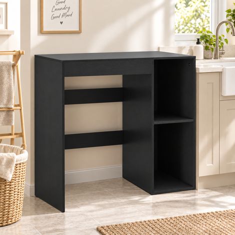 Meuble machine à laver, armoire machine a laver et sèche-linge avec 2 compartiments ouverts, 96 x 60 x 90,5 cm, noir (1/5)