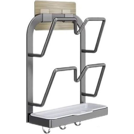 Pots et poêles organisateur Support de casseroles sans trou, étagère de cuisine murale, planche à découper, planche à découper, supports de rangement multifonctionnels multicouches Porte-usines de cui (1/4)
