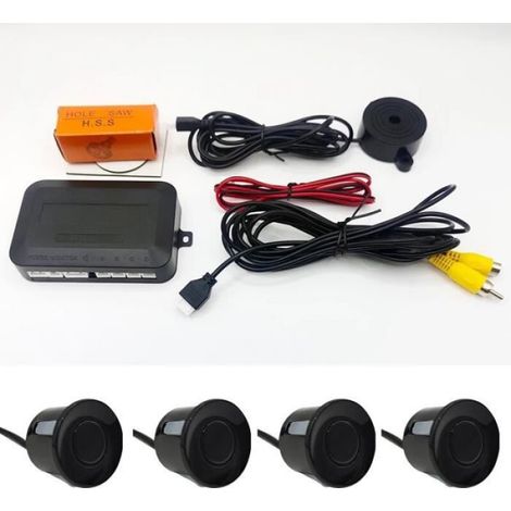 Noir - Capteur de recul pour voiture, 4 sondes, 12V, Détecteur de stationnement avec indicateur de bip sonore (1/4)