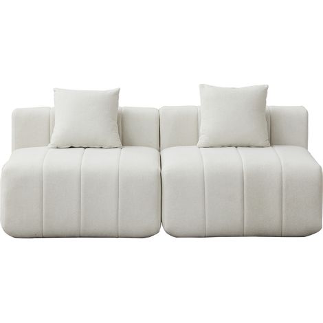 Modulares Sofa aus beigem Chenille mit 2 Kissen, Klaviertasten-Design, 165 x 60,9 x 73,6 cm (1/5)