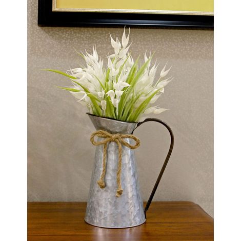 Cruche à Fleurs Vintage en métal galvanisé, pichet décoratif de Ferme, Vase Rustique pour Fleurs (1/5)