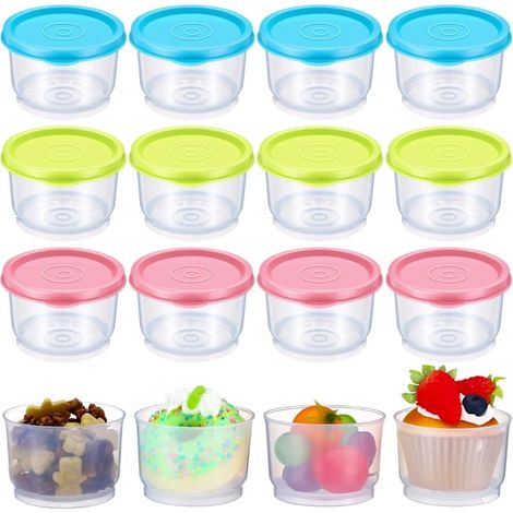 Ensemble de 12 boîtes hermétiques de 160 ml avec couvercles, bleues, roses et vertes, pour les en-cas, pour une organisation optimale de la cuisine et du plan de travail.-AquaForge (1/5)