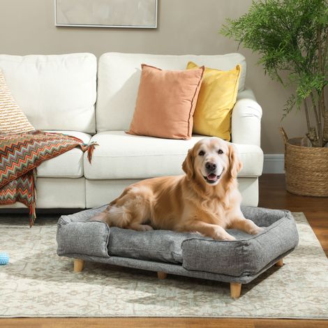 Divano per cani, cuccia per animali domestici, cuscino sfoderabile e lavabile, naturale + grigio scuro