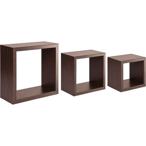 Étagère Décoration Murale - Salon, Chambre, Bureau - MDF, Wenge 35 X 35 X 15,5/25 X 25 X 15,5/20 X 20 X 15,5