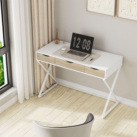WOLTU Scrivania con Cassetto per Computer Ufficio Tavolo Studio Scrittoio Legno