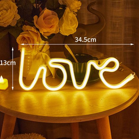 LED-Neon-Liebesschild mit PS-Platte und Acrylständer, batteriebetrieben, warmweiß, ideal für einen Heiratsantrag oder eine Liebeserklärung. (1/5)