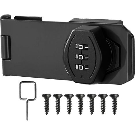 90 degrés Loquet Porte avec Serrure a Code, Verrou Porte Placard Serrure Armoire Serrure à Combinaison Verrou à Mot de Passe pour Fenêtres, Garages, Jardins, Salles de Bains, noir 3inch