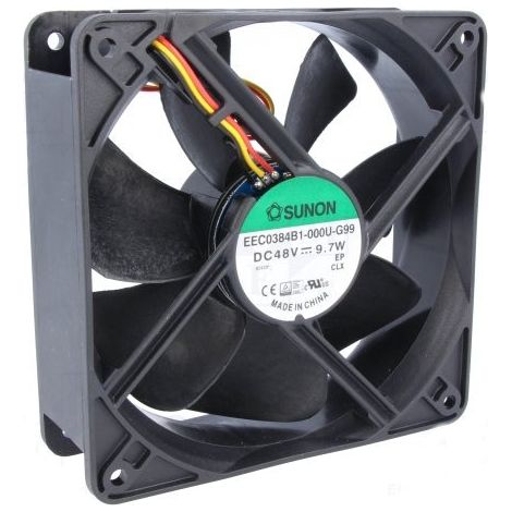 Ventilatore da 24v a 56Vdc misure 120x120x38mm 3 fili Cuscinetto a sfere 9.7W Sunon EEC0384B1-000U-G99