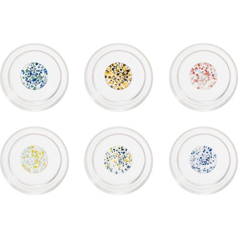 Teca Set 6 Bicchieri Tumbler Linea Terrazzo in Vetro Borosilicato con Decori Assortiti Interni in Vetrocamera e Design Impilabile ed Ergonomico