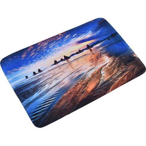 Tapis de bain antidérapant 50x80 cm, tapis de cuisine long, moquette couloir, tapis salon, balcon, paillasson entrée, motif plage, antidérapant sol. (1/5)