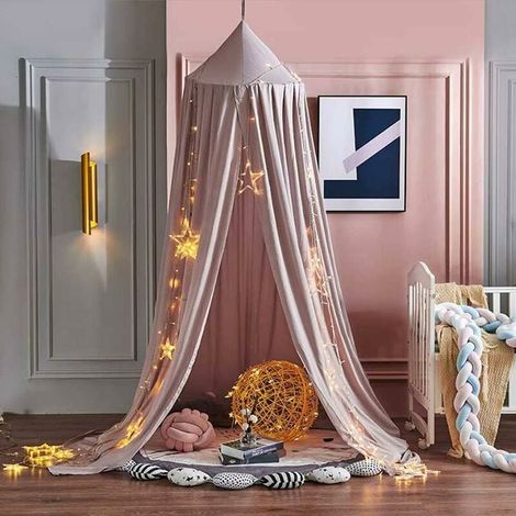Bed Canopy - Hanging Mosquito Net for Kids Room and Bedroom - Pink（65cm） (1/5)