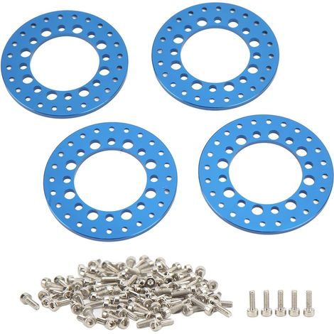 Lot de 4 anneaux extérieurs de roue de 1,9" pour augmenter la stabilité - Usinage CNC - Alliage d'aluminium RC - Pour 1/10 RC (bleu) (1/5)