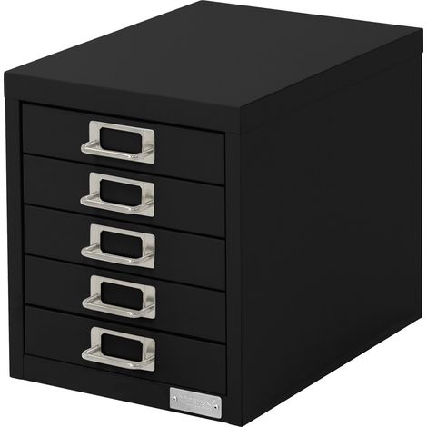 ML-Design Armadio per Archiviazione con 5 Cassetti 28x38x33 cm Nero Cassettiera in Metallo per DIN A4 Schedario per Ufficio con Portaetichette Armadietto in Acciaio Portautensili Portaoggetti