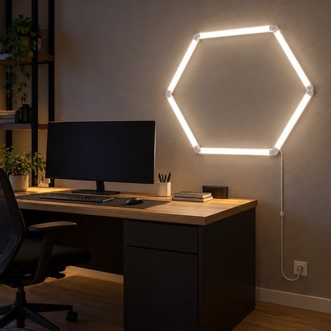 Optonica – Plafonnier LED hexagonal 42W – 5040 lumens – Blanc froid 6000K – Angle d'éclairage 120° – IP20 pour espaces intérieurs (1/2)