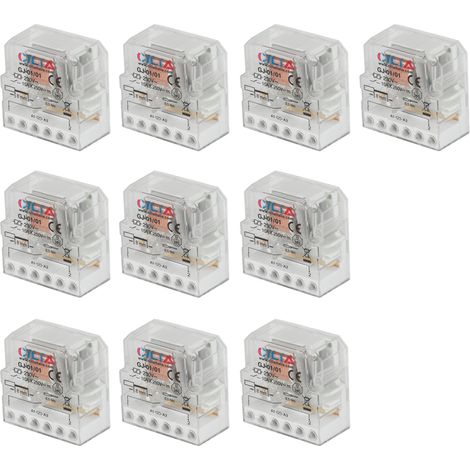 Lot de 10 CILIA Relais à Impulsion (Relais Pas à Pas) 230V AC - 1 Contact NO 10A Télérupteur - Circuits Bobine et Contacts Séparés pour Commande d'Éclairage - Compatible Finder 26.01