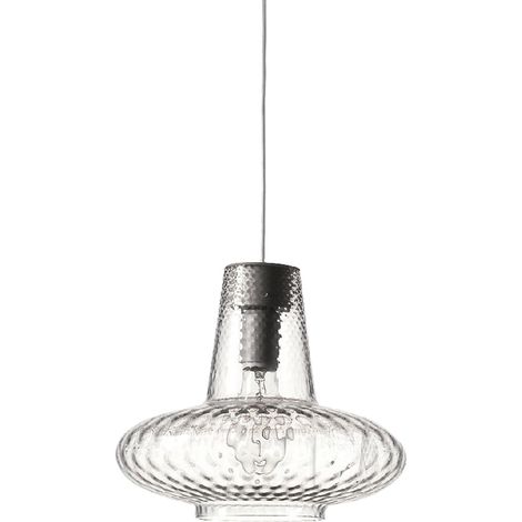 Zafferano Lampada a sospensione, vetro soffiato e metallo, ø 320x3150 mm, 1x E27 da 70 Watt, IP20, struttura grigia, vetro trasparente (1/3)