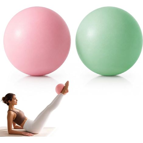 Lot de 2 Ballons Pilates et Yoga, Mini Balle Macaron Rose/Vert, Revêtement Anti-Dérapant Durable, Optimisé pour Stabilité Posturale, Équilibre & Renforcement Proche du Sol (1/5)