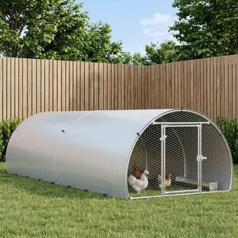 vidaXL Poulailler Argenté 400 x 150 x 100 cm Acier galvanisé (1/5)