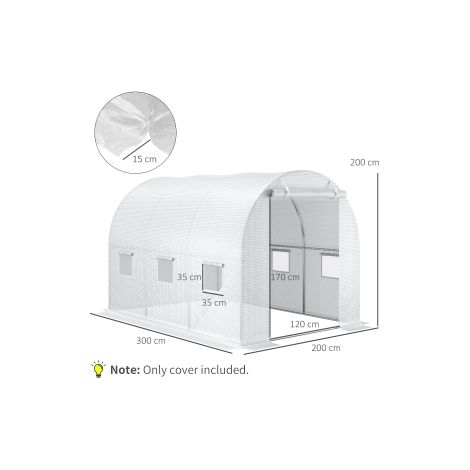 Housse de serre transparente de rechange 300 x 200 x 200 cm avec toile résistante aux intempéries pour jardin et potager (1/5)