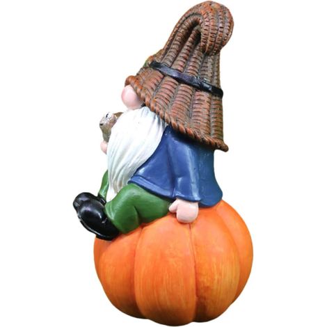Figur Harz Wetterfest Sitzender Kürbis Zwerg Herbst Deko Für