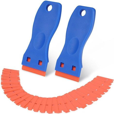 2er Set Schaber mit 120 Kunststoffklingen für Ceranfeld und Glas