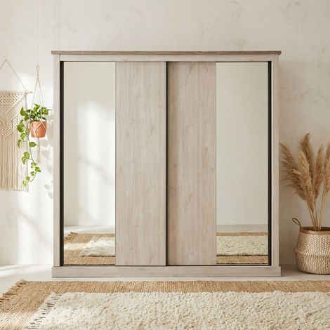 Armoire adulte portes coulissantes chêne blanc/marron Maxime (1/5)