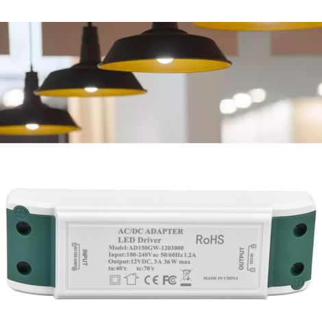 Alimentation LED 12V DC 36W 3A Courant Constant - Transformateur 100-240V pour Bandes LED