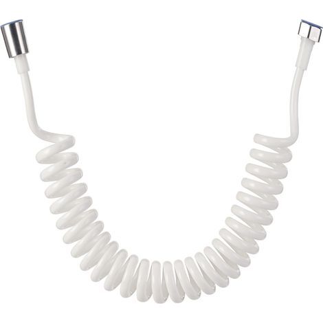 Tuyau bidet 2 m Flexible de Douche télescopique ABS Ressort de Remplacement Tuyau de Douche pour Salle de Bains Pommeau de Douche à Main de Toilette Bidet pulvérisateur blanc (1/5)